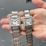 Clone Cartier Tank francaise Quartz watches Stainless Steel Set with diamonds